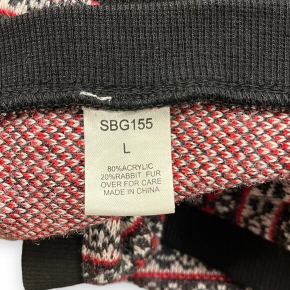 Style Book Fair Aisle Open Sleeve Rabbit Fur Blend Hooded Poncho Women's Size L - Picture 8 of 8